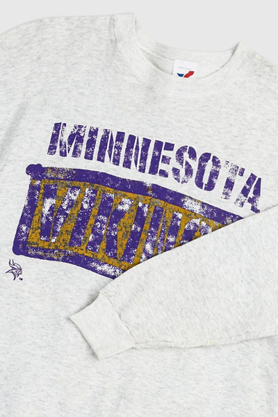 Sweat Vintage Minnesota Vikings NFL - Taille M - Gris Côtelé - Excellent état