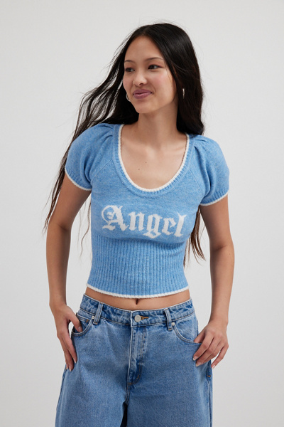 Kimchi Blue Paris Puff Sleeve Sweater In Sky, Women's At Urban Outfitters In Blue