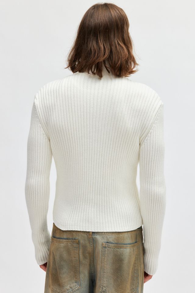 Jaded London 長袖　ホワイト Scrape Knit Hoodie | Jaded London