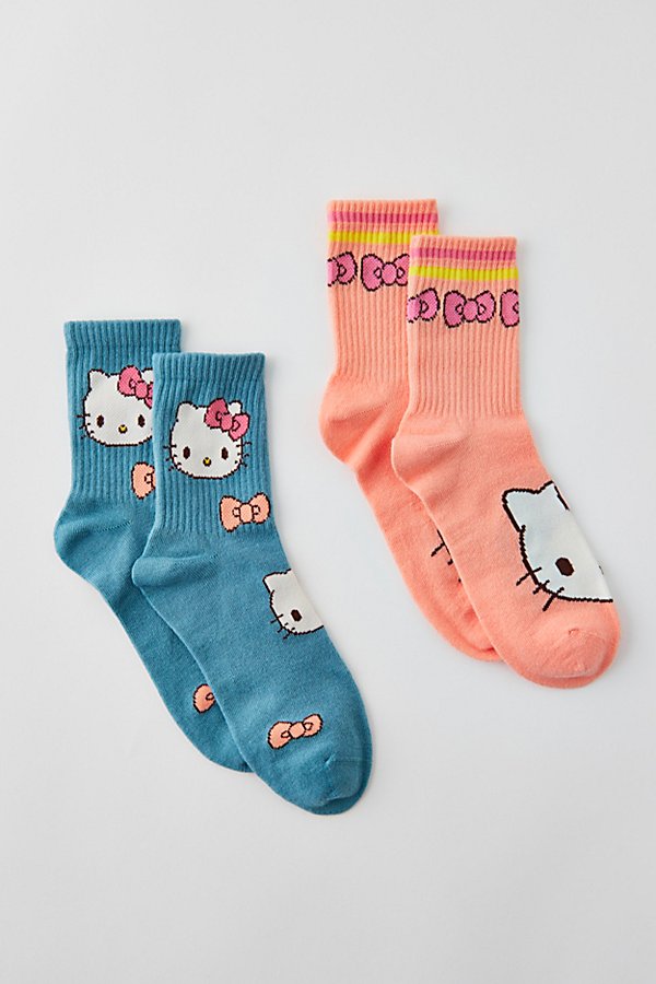 Urban Outfitters Hello Kitty Ribbed Mid-crew Sock 2-pack In Hello Kitty, Women's At