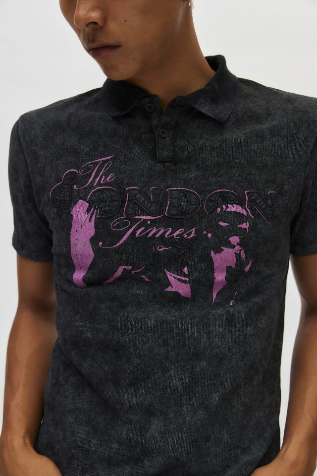 Jaded London Times Printed Polo Shirt | Urban Outfitters Canada