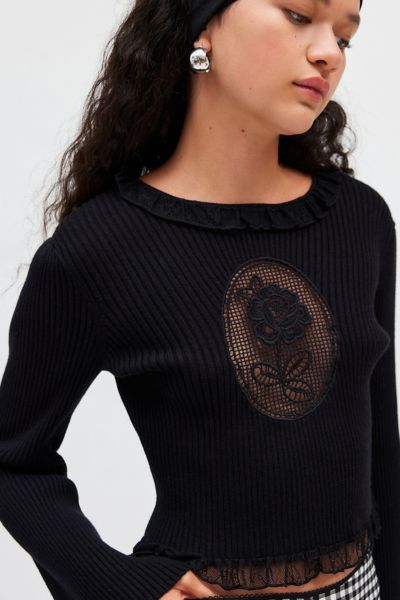 For Love & Lemons Lyon Rose Cameo Sweater