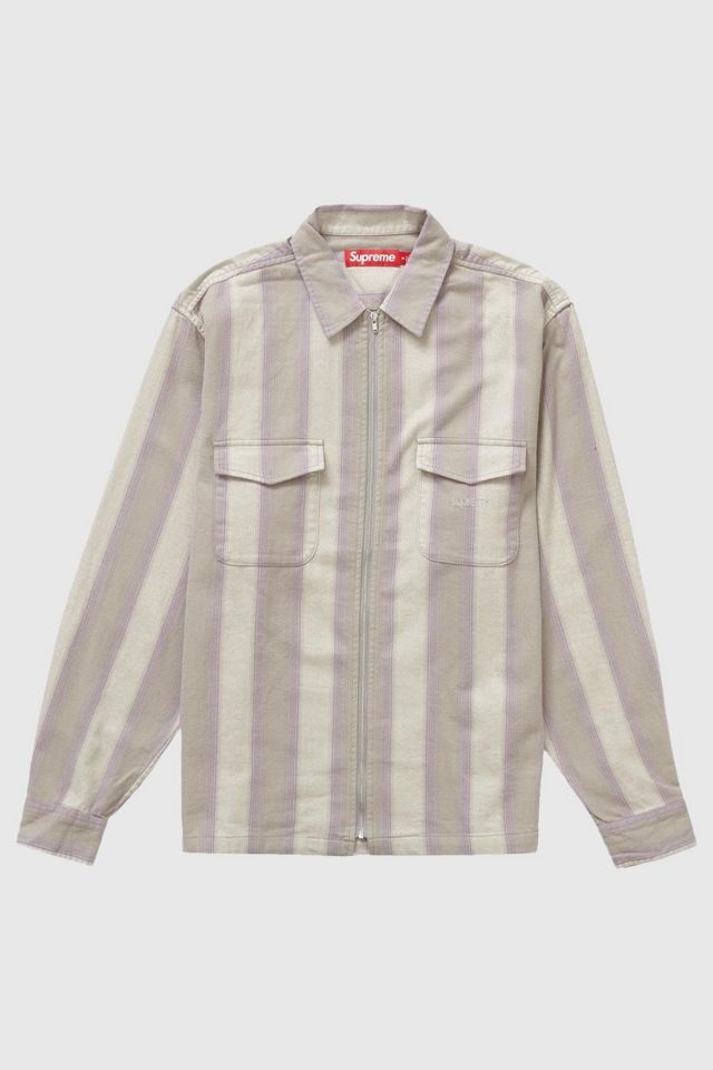 Supreme Stripe Flannel Zip Up Shirt