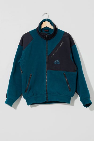 Vintage 1990s Marmot Distressed Green Black Zipper Tech Fleece