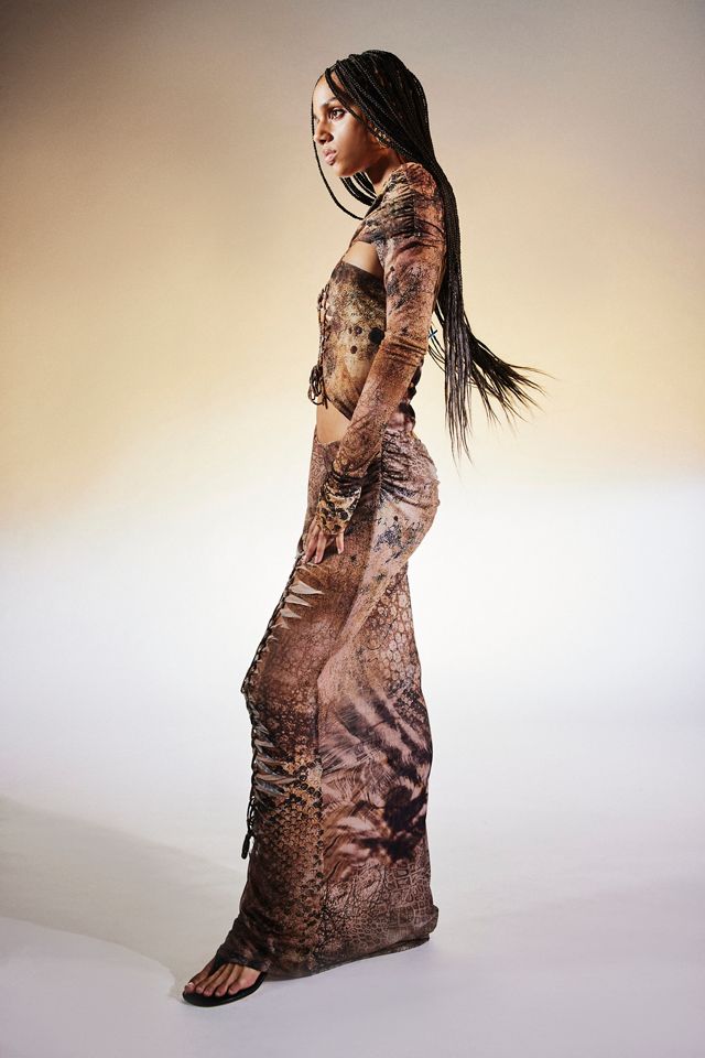 Jaded London Dahna Macram Mesh Maxi Dress