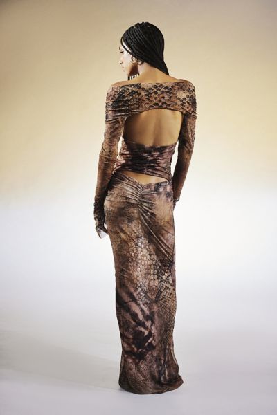 Jaded London Dahna Macramé Mesh Maxi Dress