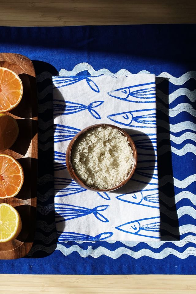 Julie Peach Block Printed Sardines Napkins #2