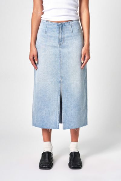 Shop Neuw Recut Denim Maxi Skirt In Light Vintage Indigo, Women's At Urban Outfitters