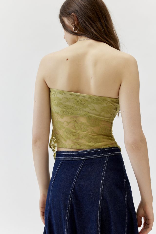 Urban Renewal Remnants Lace Asymmetrical Hem Tube Top Urban