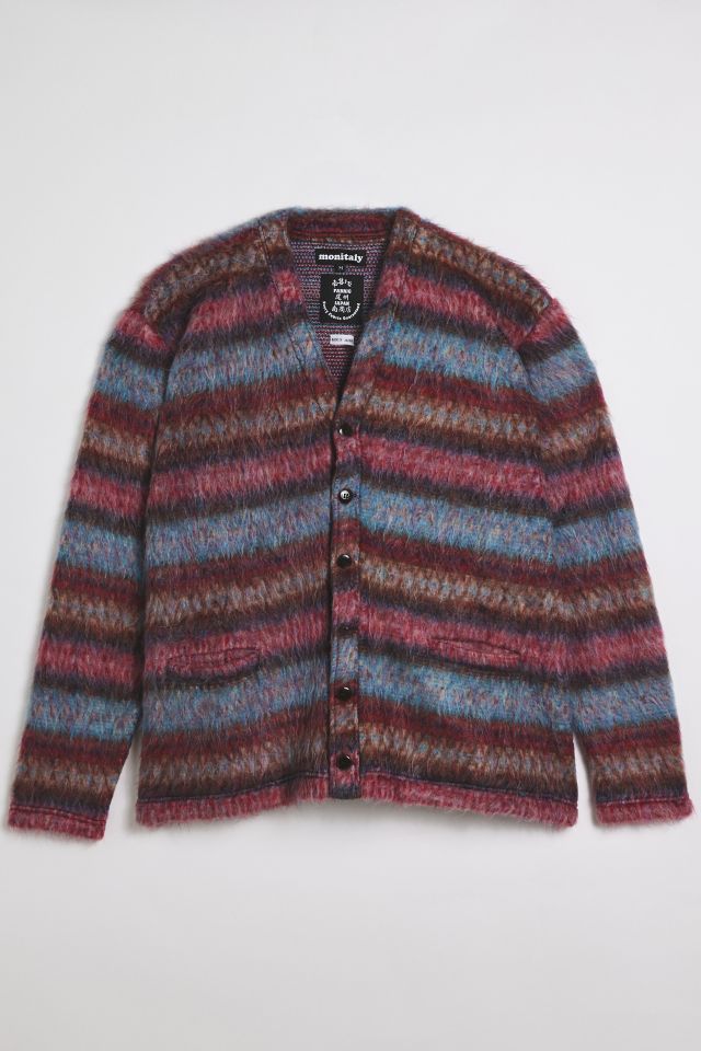 Monitaly Shaggy Stripe V Cardigan #1