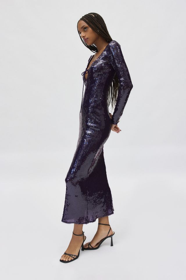 Bardot Verona Sequin Keyhole Tie Front Maxi Dress #2