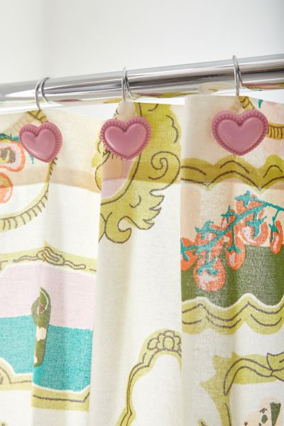 Heart Icon Shower Curtain Ring Set