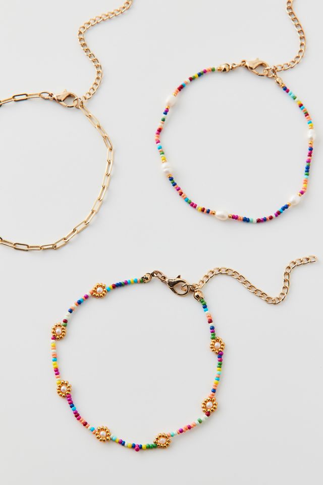 Multi Bead & Chain Anklet Set #2