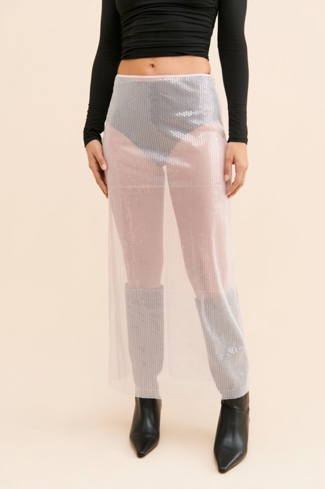 Dynasty Sheer Sequin Maxi Skirt #1
