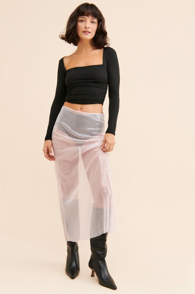 Dynasty Sheer Sequin Maxi Skirt #3