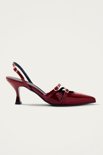 Alohas Joelle 75 Patent Leather Slingback Pumps In Burgundy