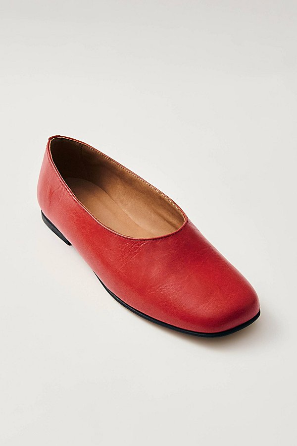 Shop Alohas Edie Leather Ballet Flat In Red, Women's At Urban Outfitters