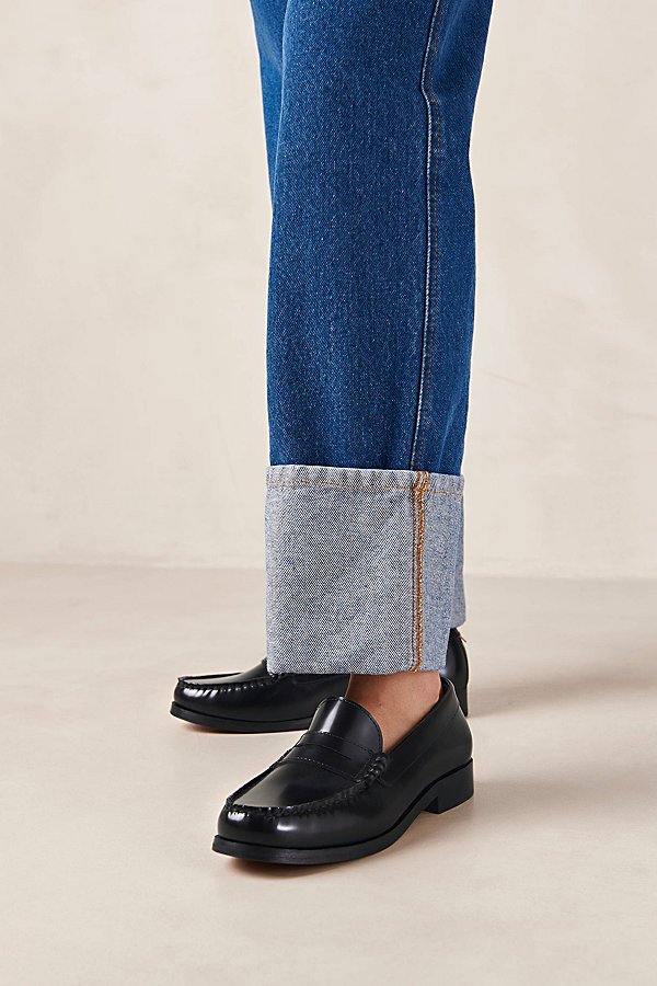Shop Alohas Rivet Leather Loafer In Black, Women's At Urban Outfitters