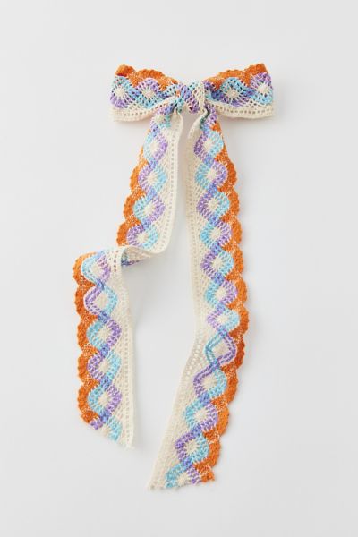 Shop Urban Outfitters Long Crochet Hair Bow Barrette In Orange, Women's At