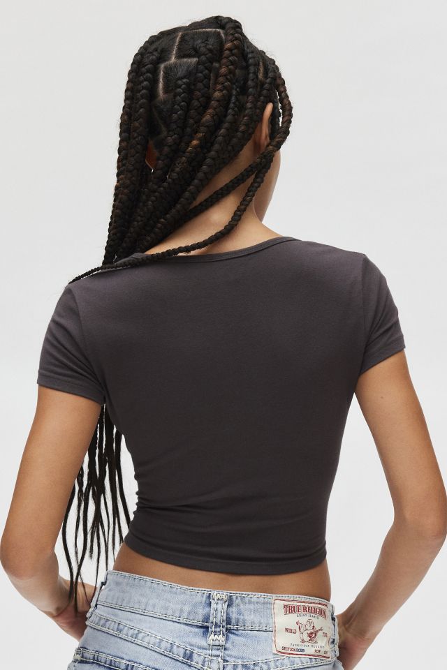 True Religion Logo Graphic V-Notch Slim Cap Sleeve Tee #3
