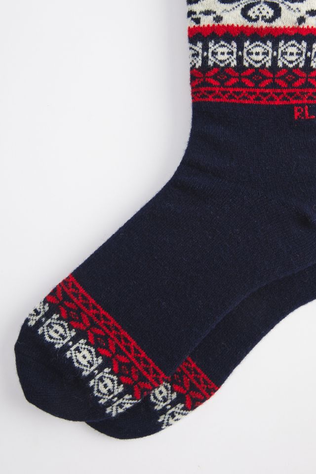 Polo Ralph Lauren Fairisle Snowflake Pattern Wool-Blend Boot Sock #1