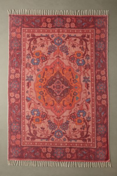 Urban Outfitters Lina Floral Brushed Rug In Pink At