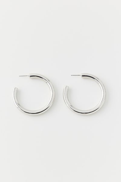 Shop Urban Outfitters Essential Large Tube Hoop Earring In Silver, Women's At