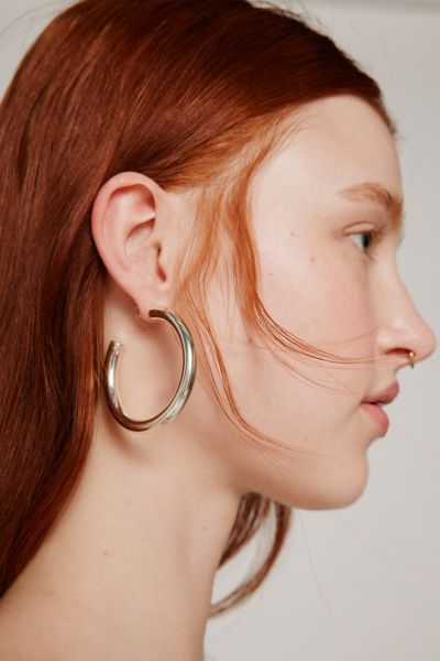 Shop Urban Outfitters Essential Large Tube Hoop Earring In Gold, Women's At