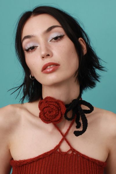 Velvet Luna Crochet Rose Choker