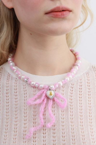 Velvet Luna Crochet Blue Cashmere Pearls Necklace