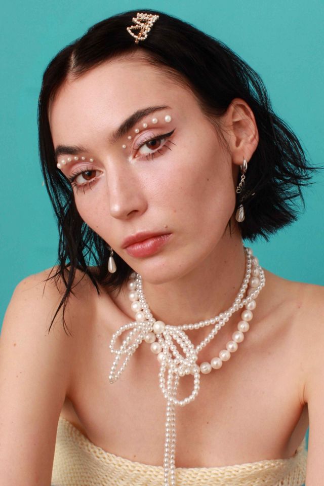 Velvet Luna Pearl Bow Wrap Necklace #3