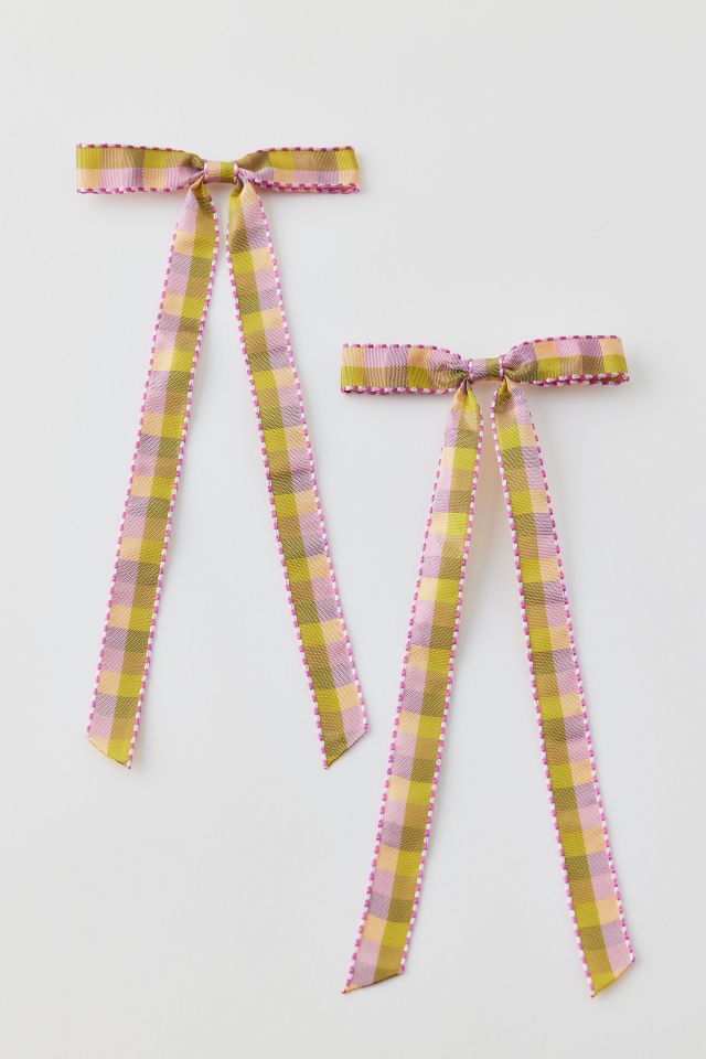 Plaid Hair Bow Barrette Set #1