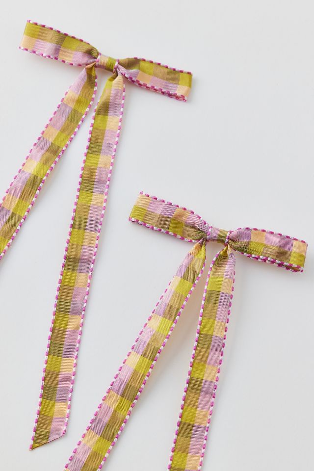 Ensemble de Barrettes à Nœud en Écossais #2