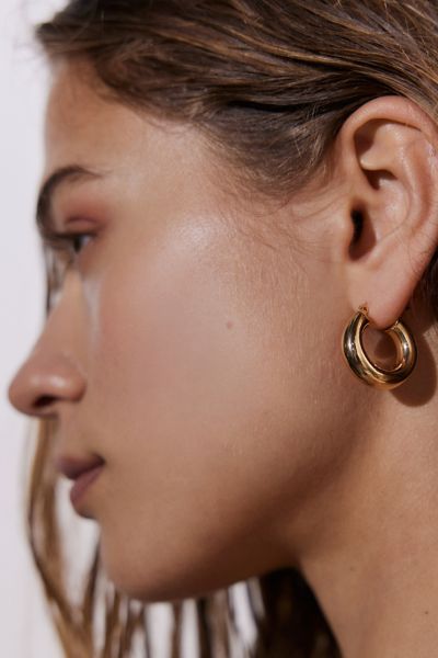 Shop Urban Outfitters Essential Medium Tube Hoop Earring In Gold, Women's At