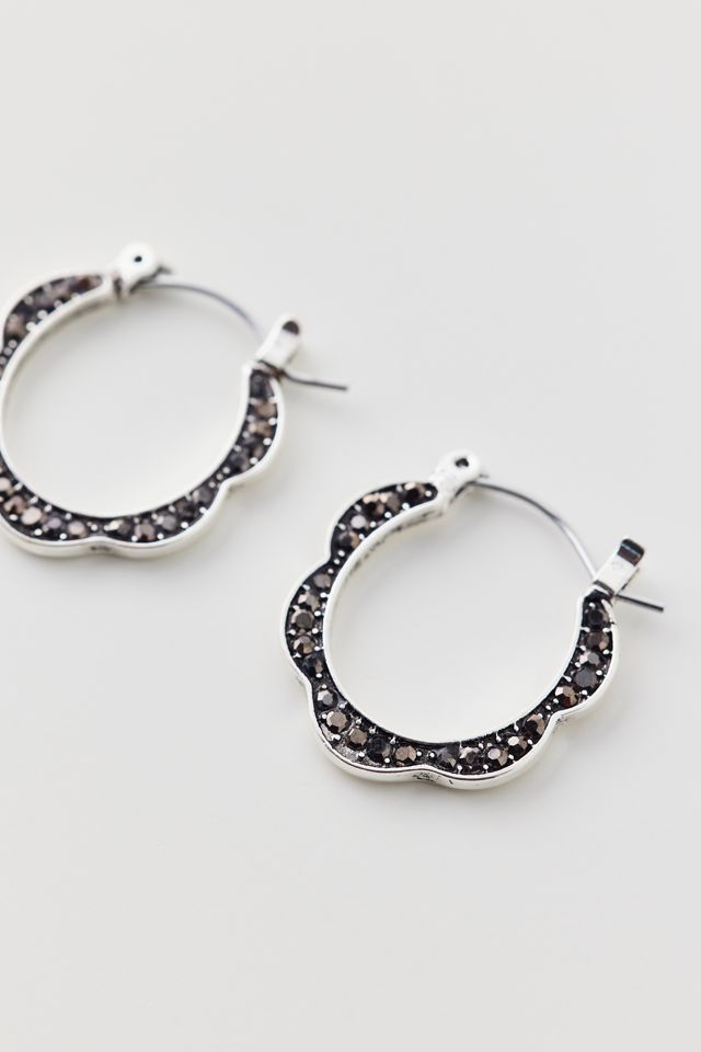 Boucles d'Oreilles Créoles Festonnées Ornées de Strass #2