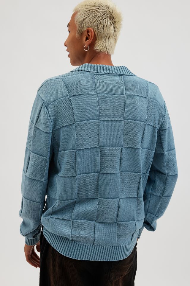 Native Youth Patton Acid Wash Check Sweater #1