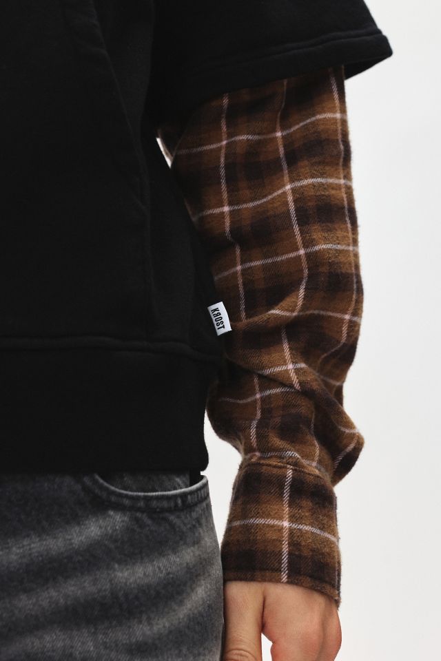 KROST Flannel Layered Hoodie Sweatshirt #4
