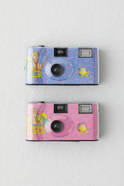 RETROSPEKT X MATTEL BARBIE & KEN SIMPLE-USE 35MM FILM CAMERA SET IN PINK COMBO AT URBAN OUTFITTERS 