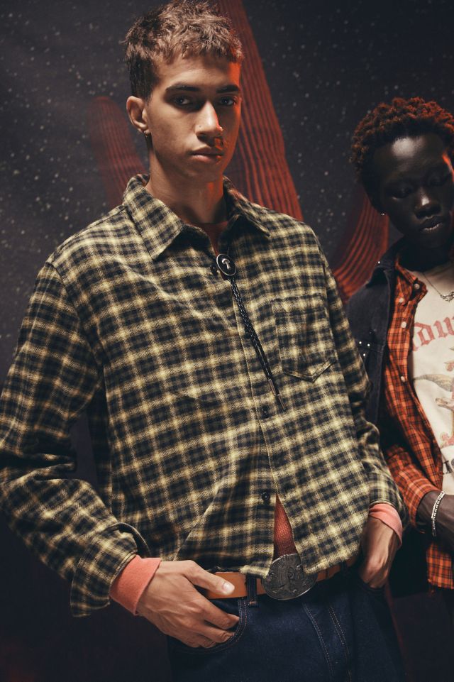 BDG Cropped Plaid Flannel Shirt Urban Outfitters