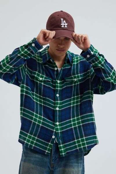 BDG Open Weave Plaid Button-Down Overshirt