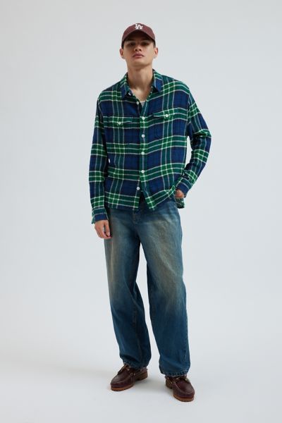 BDG Open Weave Plaid Button-Down Overshirt