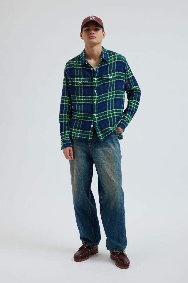 BDG Open Weave Plaid Button-Down Overshirt #3