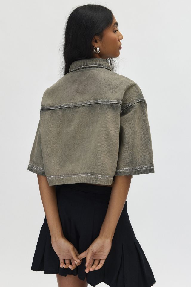 Native Youth Lacy Heart Pocket Cropped Shirt #2