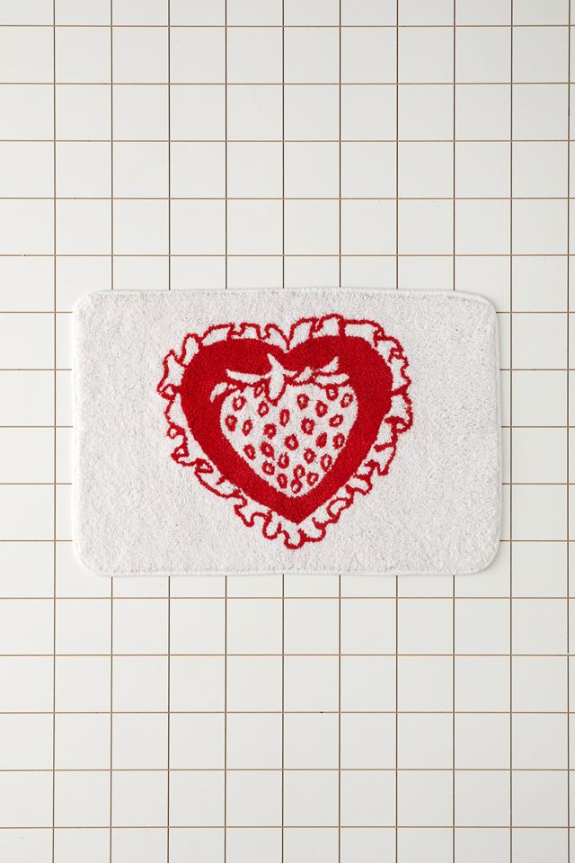 Strawberry Heart Bath Mat #1