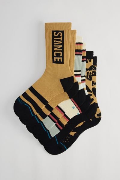 Shop Stance Dunes Crew Sock 3-pack In Brown/black, Men's At Urban Outfitters