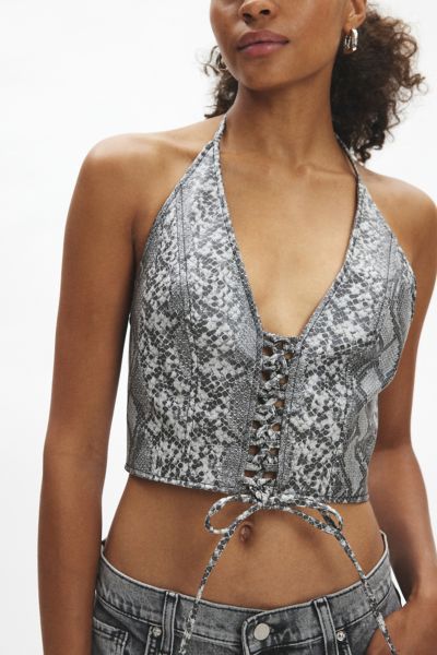 Silence + Noise Teya Faux Leather Halter Top Product Page