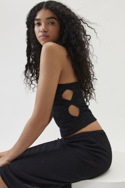 Shop Urban Renewal Remnants Ruched Cutout Tube Top In Black, Women's At Urban Outfitters