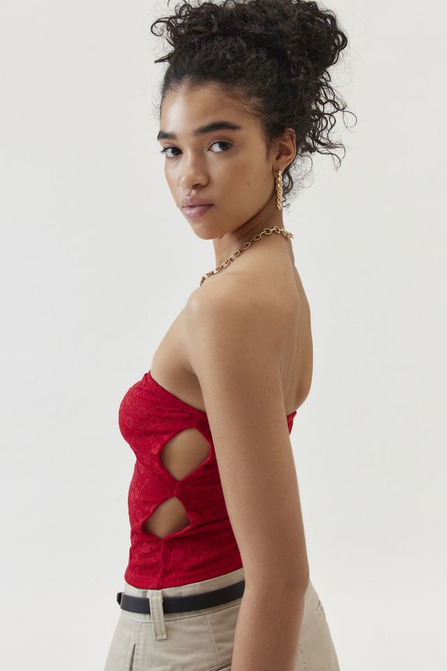 ReMADE By UO Remnants Ruched Cutout Tube Top #3
