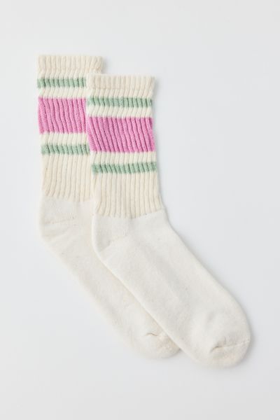 Shop American Trench Retro Striped Crew Sock In Watermelon, Women's At Urban Outfitters