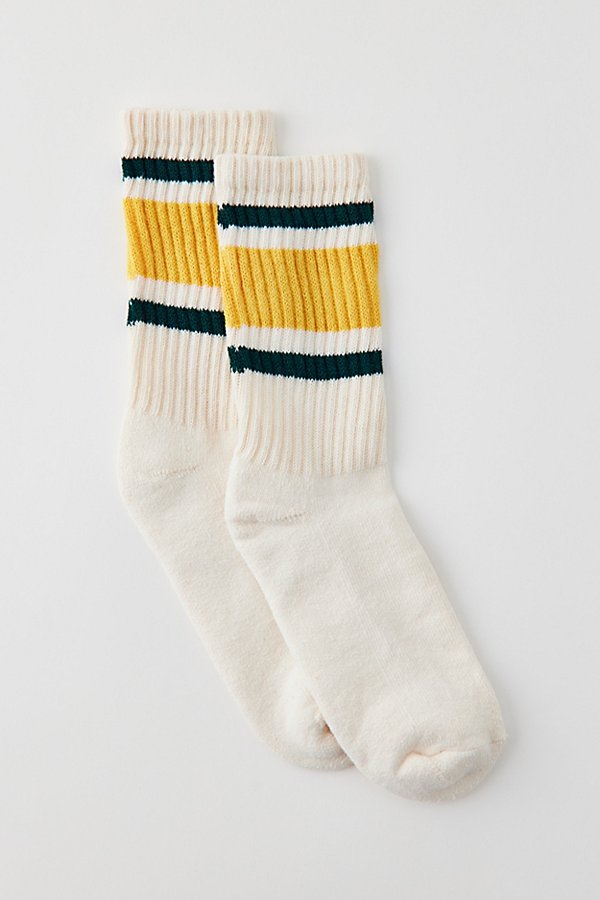 Shop American Trench Retro Striped Crew Sock In Yellow, Women's At Urban Outfitters